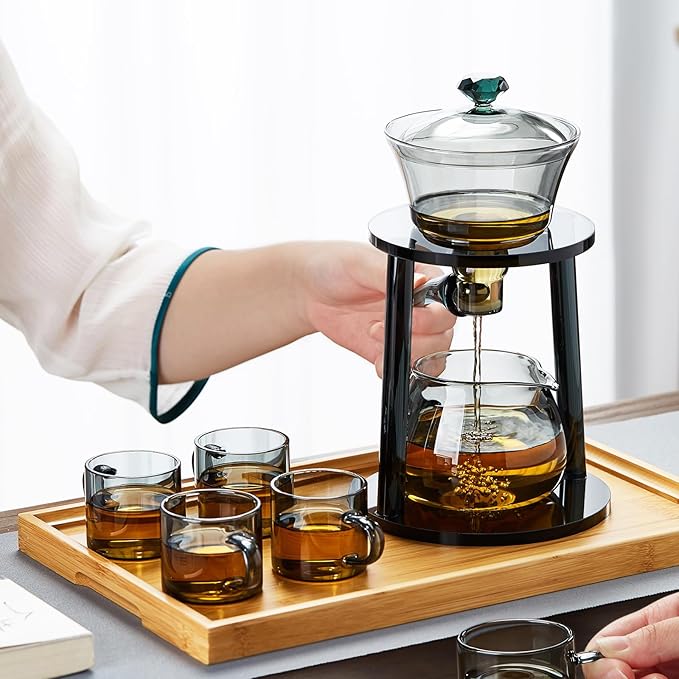 Magnetic Glass Teapot Tea Pot With Magnetic Ball, 12 OZ Drip-Teapot With Infuser, Kungfu Tea Set, Semi-Automatic Glass Turkish Tea Set 350ML - Bloomnest