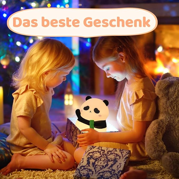 Cute Panda Silicone Night Light, LED Squishy Lamp with 12H/50H Long Battery Life, 2 Levels Brightness by Tap Control, Rechargeable Soft Light for, Kids Bedroom Decor & Gifts for Boys Girls - Bloomnest