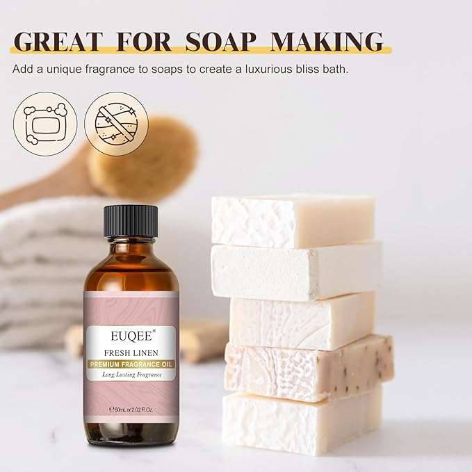 EUQEE Fresh Linen Fragrance Oil 60ml Premium Fragrance Essential Oil for Aromatherapy, Diffusers, DIY Bath Bombs, Candle Making (2.02 Fl oz) - Bloomnest