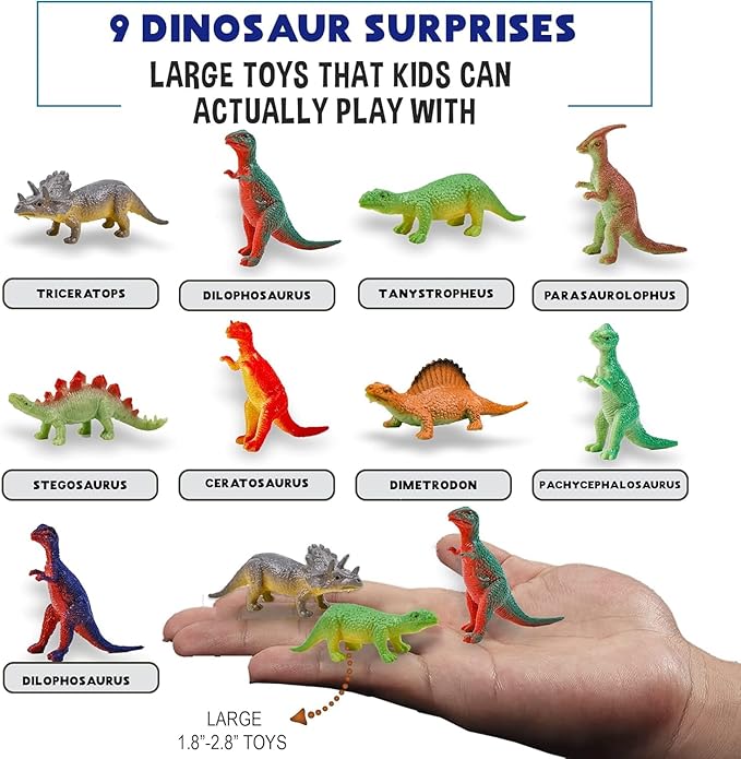 Bath Bombs for Kids with Surprise Toys Inside Plus Dinosaur Puzzle - Set of 9 Organic Dino Egg Bath Bombs with Rich Bubbles, Stocking Stuffers Christmas Gifts for Kids - Bloomnest