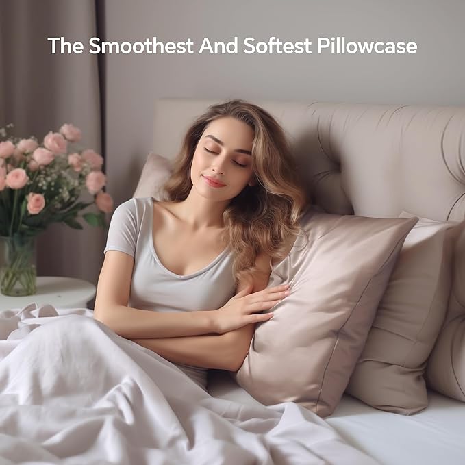 INFIIXSO Mulberry Silk Pillowcase for Hair and Skin, Silk Pillow Cases Standard Size with Hidden Zipper 20x26 Inches, Ultra Smooth and Soft Cooling Pillow Cases for Hot Sleepers(Caramel, 1 Pack) - Bloomnest