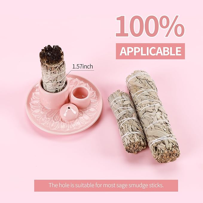 Palo Santo Sticks Holder, Multi-Purpose Handmade Ceramic Incense Burner for Palo Santo Incense Sticks, Sage Holder for Burning, Ash Catcher Tray for Meditation Yoga Room (Pink) ToolSentryX