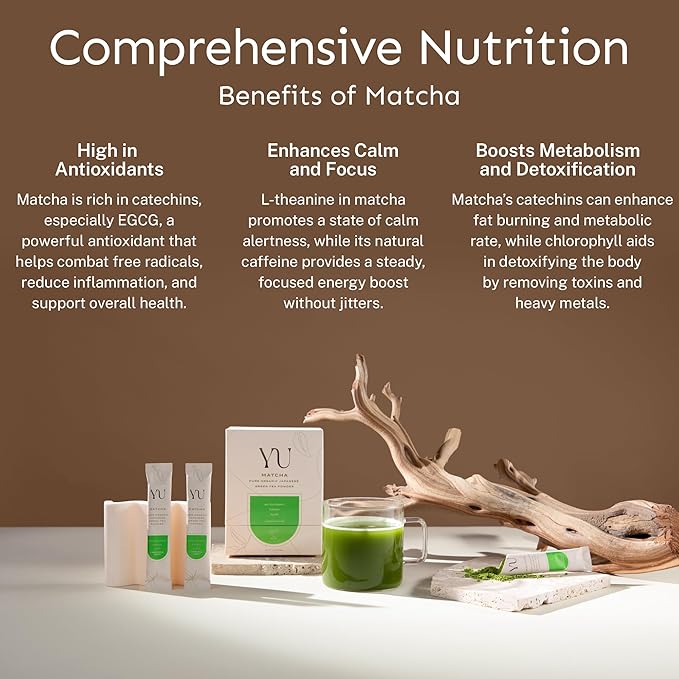 Yu Tea Organic Ceremonial Grade Matcha Powder, 50 Servings | Packed with Antioxidants, L-Thanine & Natural Caffeine | Unsweetened Grade A Japanese Matcha Powder | Resealable Pouch, 2.65 oz - Bloomnest