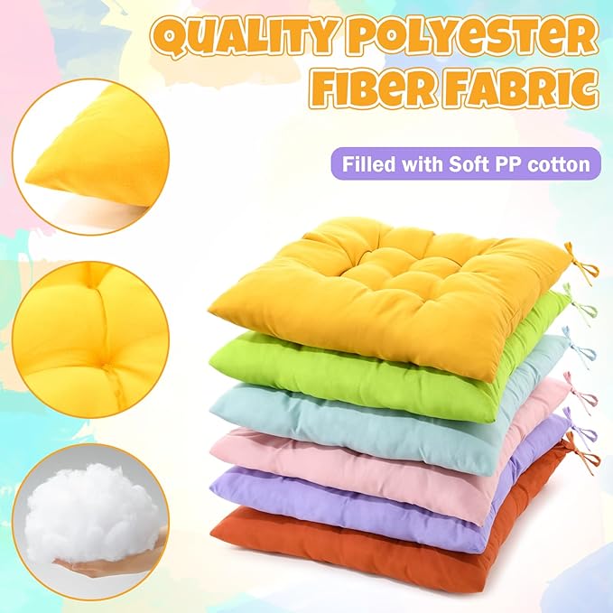 Geetery 12 Pcs Floor Pillows for Classroom Bulk Square Seating Cushions for Floor Chair School Kindergarten Reading Corner, 15.7'' Large Thick Meditation Cushions Yoga Nursery Daycare (Candy Color) - Bloomnest