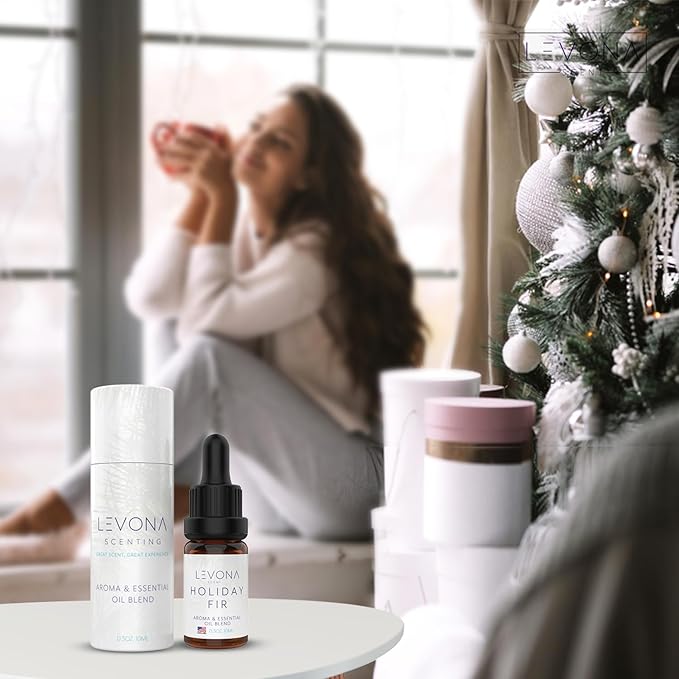 Levona Scent Christmas Essential Oils for Diffuser: Holiday Fir Essential Oil for Diffusers for Home - Essential Oils with Notes of Sandalwood & Amber Oil - Winter Fir and Balsam Fragrance - 10Ml LEVONASCENT