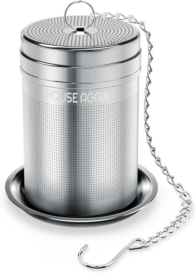 House Again Tea Infusers, Extra Fine Mesh Tea Strainers for Loose Tea, Updated Slim Threaded Lid & 304 Stainless Steel, Loose Leaf Tea Steeper for Brew Tea Spices & Seasonings - Bloomnest