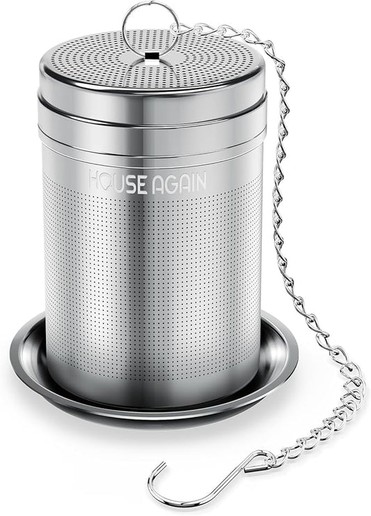 House Again Tea Infusers, Extra Fine Mesh Tea Strainers for Loose Tea, Updated Slim Threaded Lid & 304 Stainless Steel, Loose Leaf Tea Steeper for Brew Tea Spices & Seasonings - Bloomnest