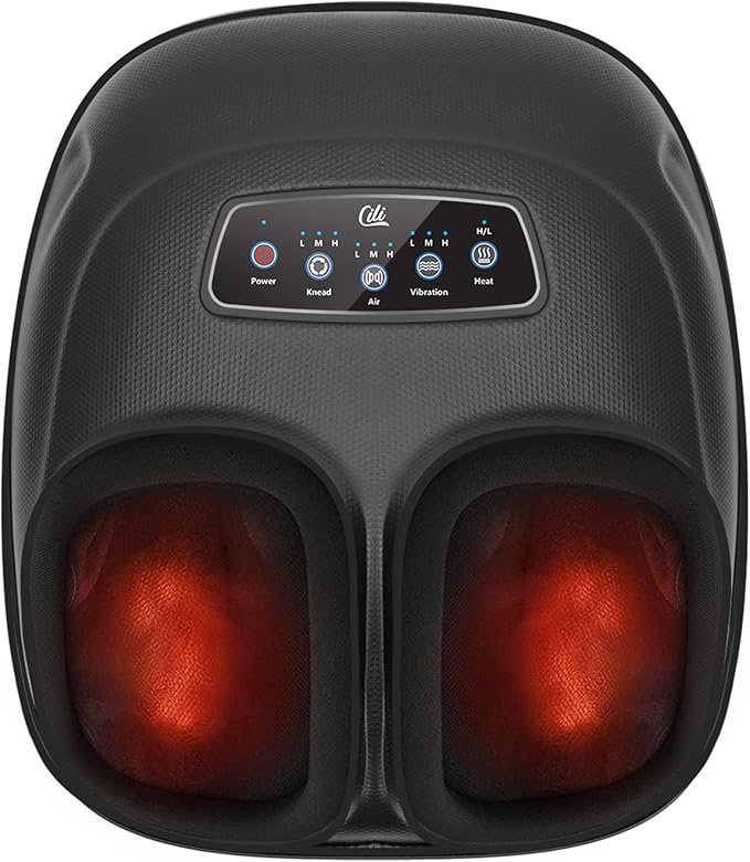 CILI FSA Eligible HSA Shiatsu Foot Massager Machine,Electric Heated Feet Massager for Plantar Fasciitis, Kneading Vibration Compression, Detachable Sleeve,Christmas Gifts for Dad Men - Bloomnest