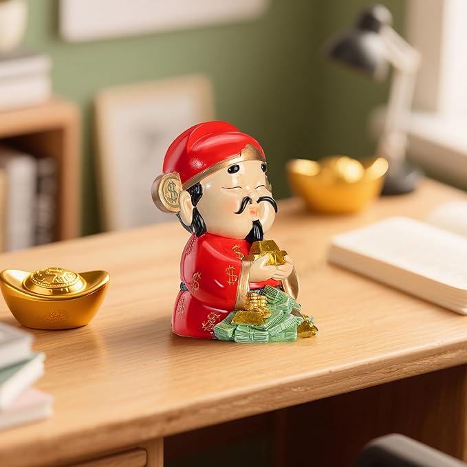 God of Wealth Statue,Feng Shui Money Decor,Chinese CAI Shen Figurine - Bloomnest