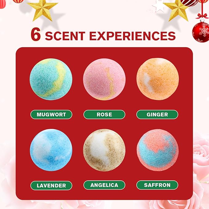 12-Pack Bath Bomb Set for Men & Women, Christmas Aromatherapy Spa Bombs with Essential Oils, Giftable Bath Essentials for Relaxation & Self Care - Bloomnest