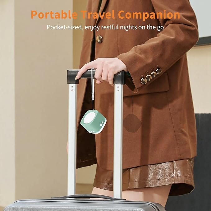 Portable White Noise Machine,Mini Sound Machine for Travel with Breathing Night Light,16 Soothing Sounds,Timer,Rechargeable Brown Noise Machines for Sleeping Adults Gift,Office Privacy,Home (Green)