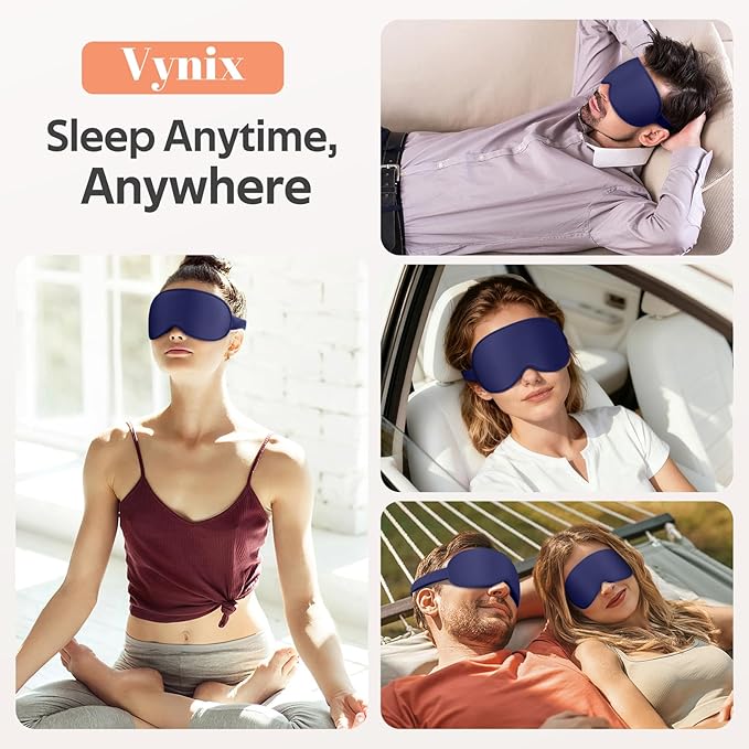 Sleep Mask for Men Women - 100% Blackout Eye Masks for Sleep - 3D Soft Sleeping Mask for Side Sleepers - Zero Pressure Lash Extensions Eye Cover Shade for Airplane Travel Essentials, Blue - Bloomnest
