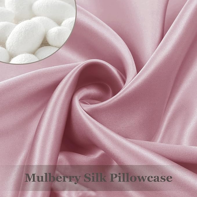 Adubor 100% Silk Pillowcase - Mulberry Silk Pillow Cases, 23 Momme 6A Grade Fibers, Silk Pillow Case for Hair and Skin Health, with Hidden Zipper (Queen 20''x30'', Pink, 1PC) - Bloomnest
