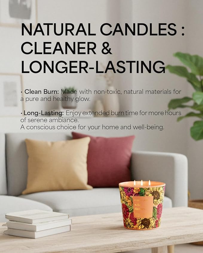Wild Flowers Scented Candle, 30oz Natural Soy Wax, Large 3 Wicks Luxury Aromatherapy | Natural Candles Non-Toxic | 100+ Hour Clean Burn,Long Lasting Big Candles for Home Decor,Stress Relief,SPA - Bloomnest