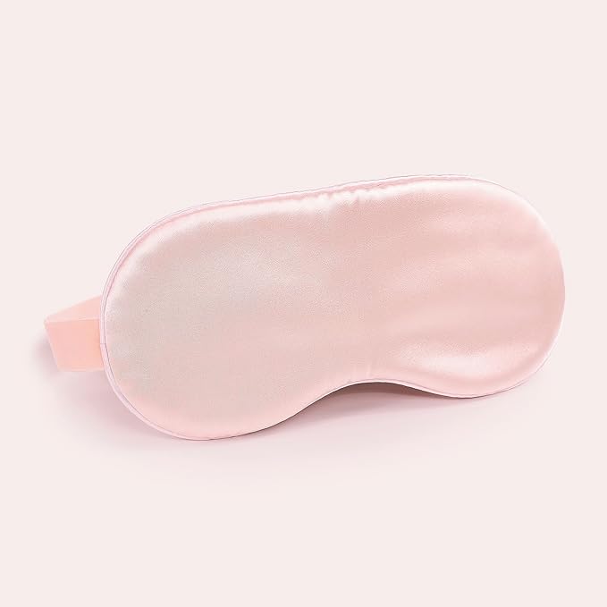 22mm Mulberry Silk Beauty Sleep Mask with Velvet Band & Travel Pouch, Light Blocking, Hair & Skin Friendly,Pink Gift Packaging - Bloomnest