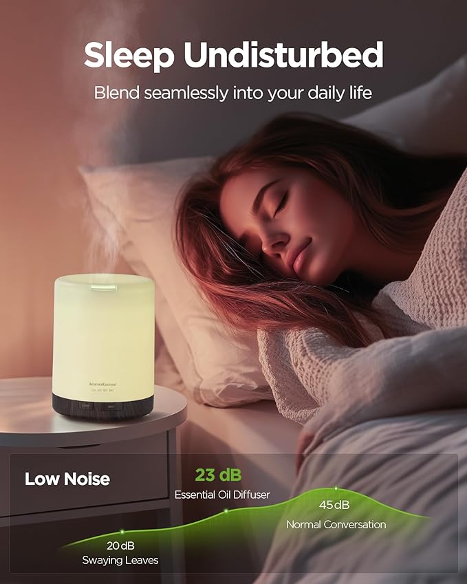 InnoGear 300ML Essential Oil Diffuser, Premium 5-in-1 Ultrasonic Aromatherapy Diffusers Scent Humidifier Aroma Diffuser Vaporizer Auto-Off Timer for Room Office Home, Brown, Medium - Bloomnest