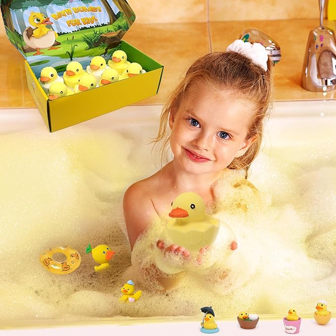 Bath Bombs for Kids with Surprise Inside,8 Pack Kids Bath Bombs Gift Set, Natural and Organic Bubble Bath Fizzy with Bath Toys, Birthday Gifts for Girls Boys - Bloomnest