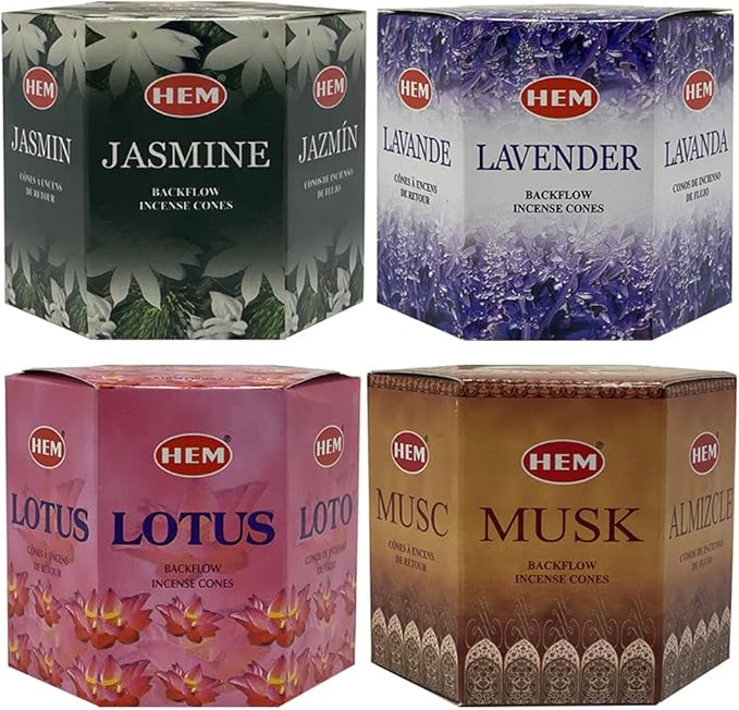 TRUMIRI Incense Cones, 4 Sets of 40 Cones Each, Variety Pack (Jasmine, Lavender, Lotus, Musk) for Waterfall and Mat Bundle TRUMIRI
