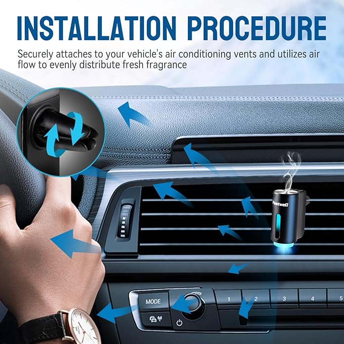 Featwell Car Air Freshener, Three Adjustable Modes Intelligent Car Aroma Diffuser, Rechargeable Car Aroma Diffuser, Black - Bloomnest