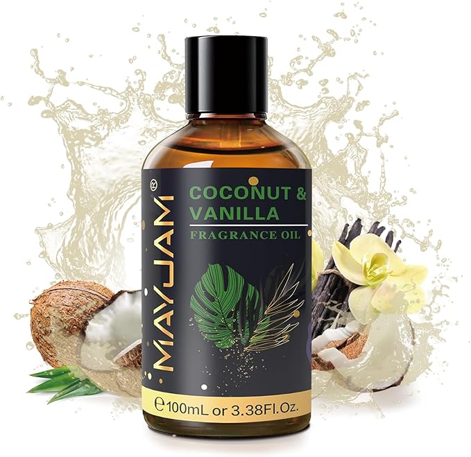 MAYJAM Coconut & Vanilla Fragrance Oils Essential Oil - Coconut & Vanilla Oil for Diffusers, 3.38FL.OZ/100ML Large Volume Fragrance Oil with Premium Glass Dropper - Bloomnest