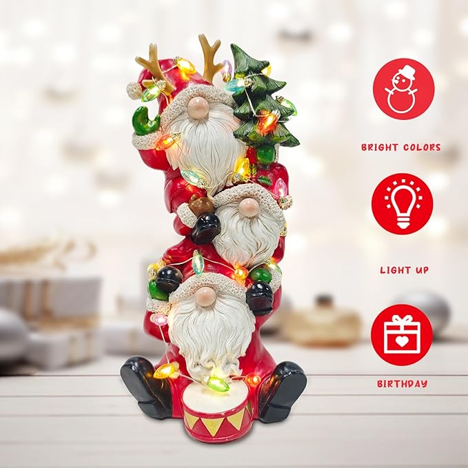 Resin Santa Figurine, Light-Up Santa Christmas Decoration Statue, Table Decorations for Indoor Party - Bloomnest