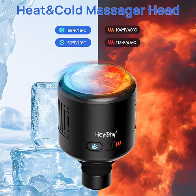 Massage Gun Head with Heat and Cold,Relief Muscle Pain Massage Gun Accessories,Deep Tissue Sports and Fitness Massager Heads,Rechargeable Massager Head,2025 Gifts for Man&Women - Bloomnest
