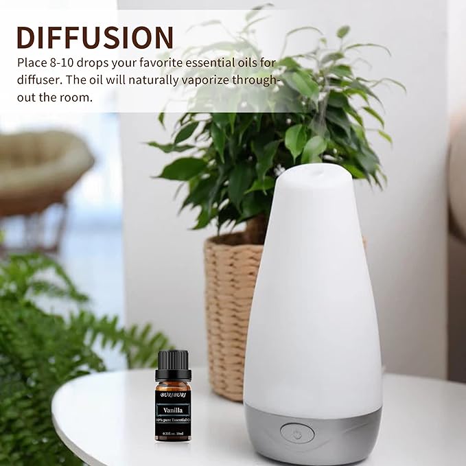 BURIBURI Tea Tree, Eucalyptus and Vanilla Essential Oil Set, 100% Pure 3Pcs Essential Oils Gift Set for Diffusers BURIBURI