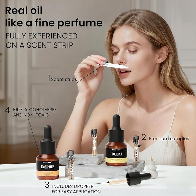 Aroma Diffuser Oil - Dubai - Inspired by Hotel Scent for Home Premium Fragrance Oil for Ultrasonic and Waterless Diffusers and Crafting - 15 mL, Glass Bottle with Dropper - Bloomnest