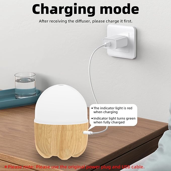 150ML Rechargeable Battery Essential Oil Diffuser, Portable Cordless Aromatherapy Diffuser with 7 LED Color Changing Lights, for Bedroom, Office, Outdoor - Bloomnest