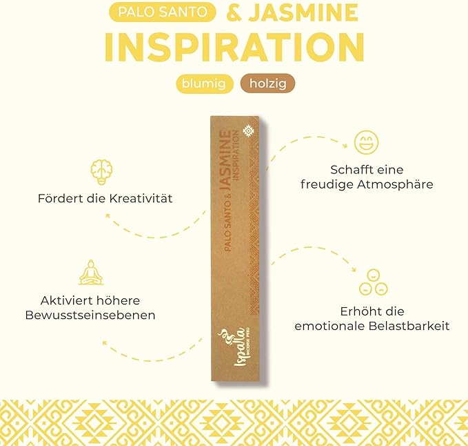 ISPALLA® PALO Santo Jazmin Incense Sticks, Pack of 10, for Inspiration and Creativity, Handmade in Peru, 100% Natural & Vegan Bloomnest