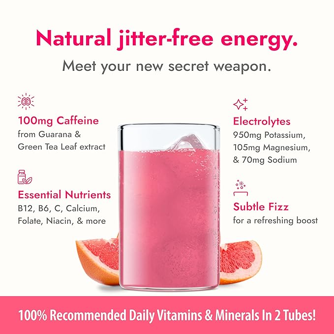 Zipfizz Daily Energy Drink Powder, Pink Grapefruit, 20 Pack | 3-in-1 Sustained Energy, Rapid Hydration, and Essential Vitamins | Sugar-Free | Electrolyte Powder | Contains Vitamin B-12 & Antioxidants - Bloomnest