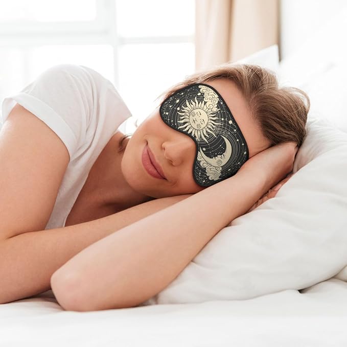Sleep Eye Mask Mandala Vintage Boho Sun Moon Sleep Mask for Women Men Comfortable Eye Mask with Adjustable Strap Soft Eye Cover Blindfold for Travel Yoga Nap Shift Work - Bloomnest