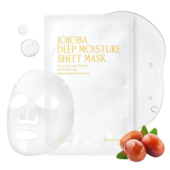 PINKWONDER Jojoba Deep Moisture Sheet Masks (5EA), Jojoba Oil and Hyaluronic Acid, Soothing for Dry and Sensitive Skin, Vegan Fabric, Korean Skincare - Bloomnest