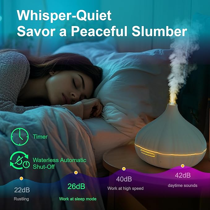 JADNIP Voice-Controlled Essential Oil Diffuser, 400ml Scent Diffuser with waterless auto Off and Timer Functions, Mist humidifier with Lighting, eco-Friendly Materials, Perfect for Office and Home.