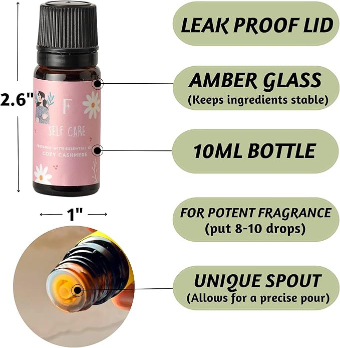 Folkulture Essential Oils for Diffuser | Essential Oils Set of 6 Fragrances | Diffuser Oil Scents for Home | Oils Diffuser Essential Oil | Fragrance Oils for Diffusers - Green Tea, Ocean Salt - Bloomnest
