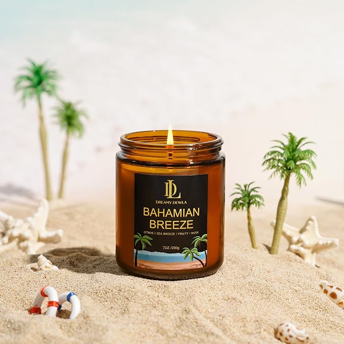 Bahamian Breeze Candles, 7oz Bahama Breeze Scented Candle, Natural Soy Candles for Home Scented, Long Lasting with 50 Hour Burn Time, Gifts for Men Women - Bloomnest
