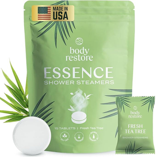 Body Restore Shower Steamers Aromatherapy 15 Pack – Valentines Day Gifts for Her and Him, Birthday Gifts for Women and Men, Relaxation, Stress Relief, Self Care – Tea Tree - Bloomnest