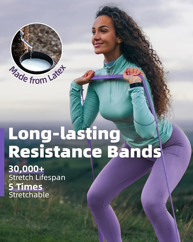 Pull Up Bands, Fitense Resistance Bands Set with Door Anchor, Stretching Assist Band, Portable Exercise, Muscle Training, Physical Therapy, Exercise Workout Bands for Working Out for Women - Bloomnest