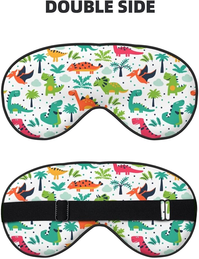 Sleep Eye Mask Funny Dinosaurs Leaves Sleep Mask for Women Men Comfortable Eye Mask with Adjustable Strap Soft Eye Cover Blindfold for Travel Yoga Nap Shift Work - Bloomnest
