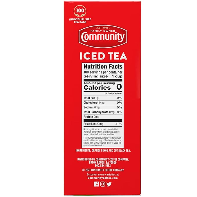 Community Coffee Orange Pekoe Cut Black Tea, 100 Individual Size Tea Bags (Pack of 1) - Bloomnest