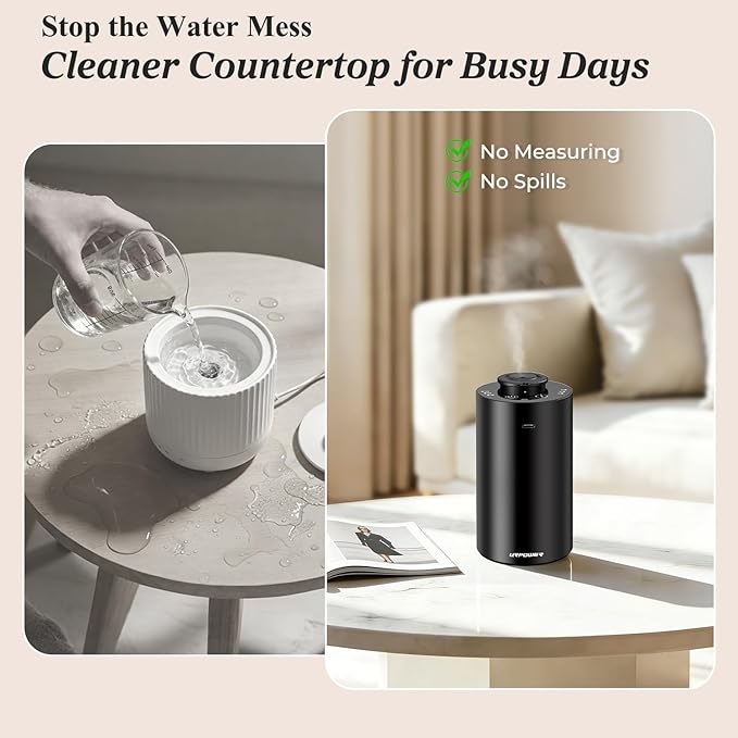 URPOWER Waterless Essential Oil Diffuser: No Water Needed Battery Operated Scent Diffuser - 2 * 20ML Hotel Fragrance Essential Oils - Cordless & Mini Oil Machine Aluminum for Car Home Office(Black) - Bloomnest