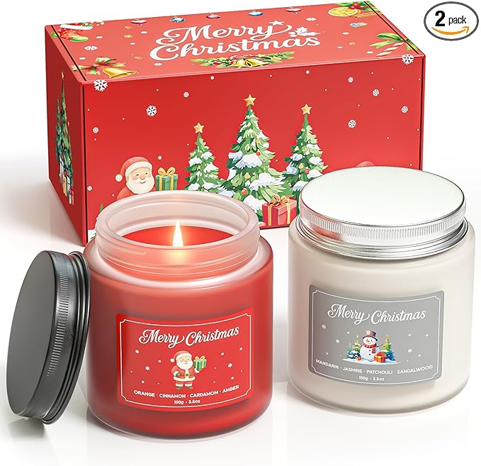 NORVENCE Christmas Candles, Scented Candles Gift Set for Stress Relief, Stress Relief Candle Gifts for Women and Men, Christmas Candle Gifts for Women (Red & White, 7 oz) - Bloomnest