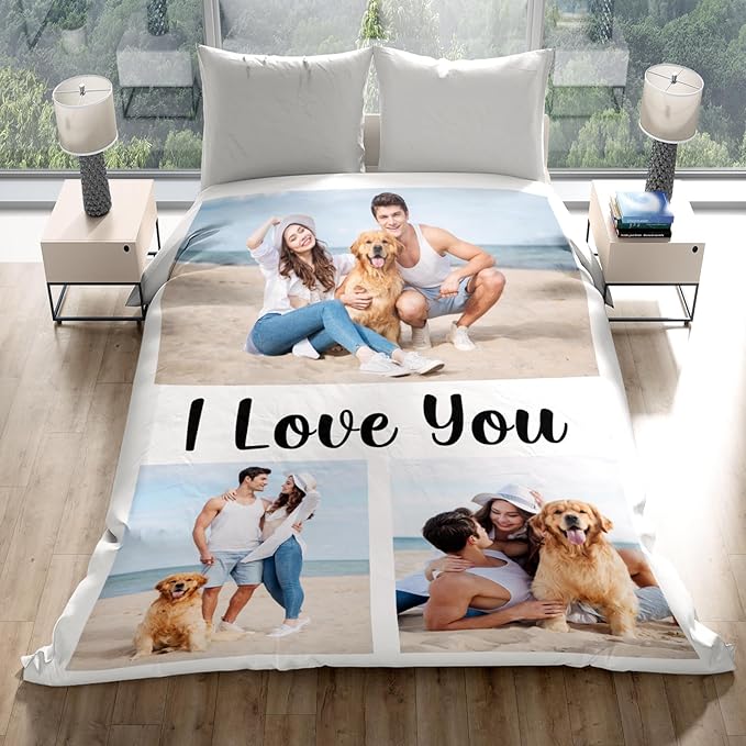 Personalized Photo Blankets, Customized Blankets with Pictures, Fleece Throw Blanket, 30x40 inches, Lightweight, Durable, Machine Wash, Unisex, Christmas Theme - Bloomnest