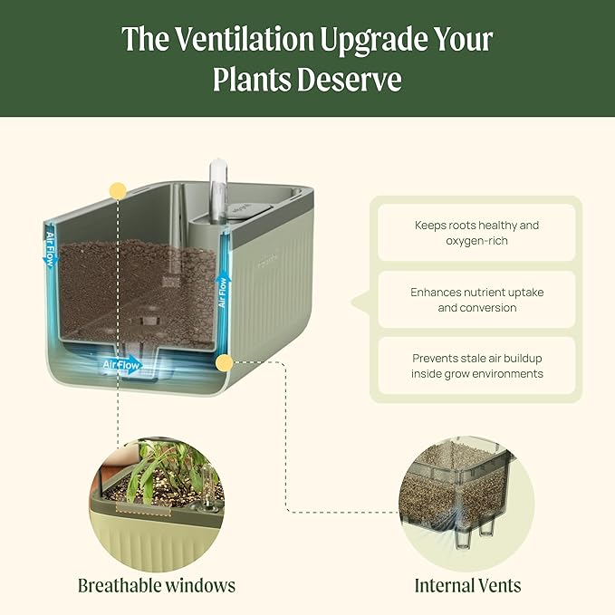 Vego garden Herb Indoor Plant Box, Self Watering Planters Pots for Indoor Plants with Trellis for Kitchen Window Sill or Countertop Plants Cage - Sage Green - Bloomnest