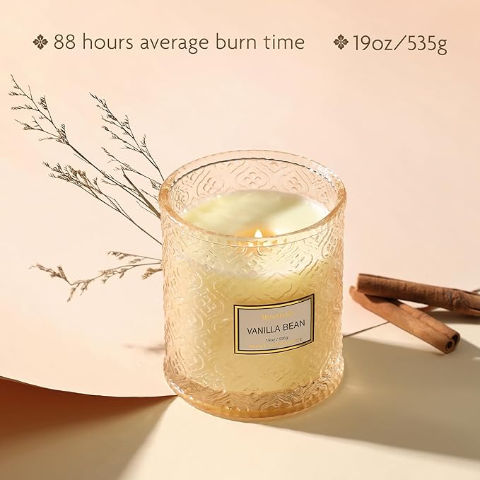 Vanilla Scented Candles, Fall Vanilla Bean 19oz Candle Gifts for Women, Luxury Large Decorative Candles in Glass, Natural Soy Wax for Home - Bloomnest
