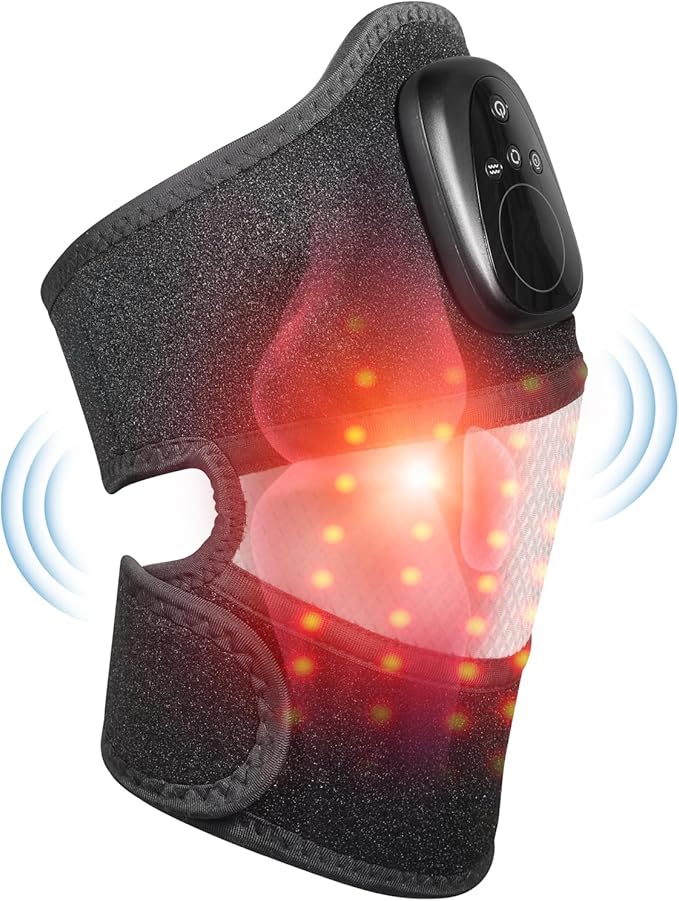 Cordless Massager with Red Light Therapy, Heated Knee Massager for Arthritis Pain Relief, 660nm&850nm Red Light Therapy Heated Device for Knee Shoulder Elbow, 5000 mAh Rechargeable Battery - Bloomnest