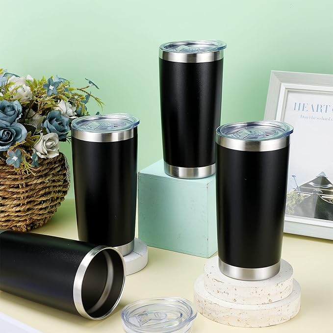 Sieral 36 Packs Stainless Steel Tumbler Bulk with Lid Vacuum Double Wall Insulated Travel Coffee Mug Powder Coated Tumbler Cup for Graduation Wedding Christmas Birthday Party(Black, 16 oz) - Bloomnest