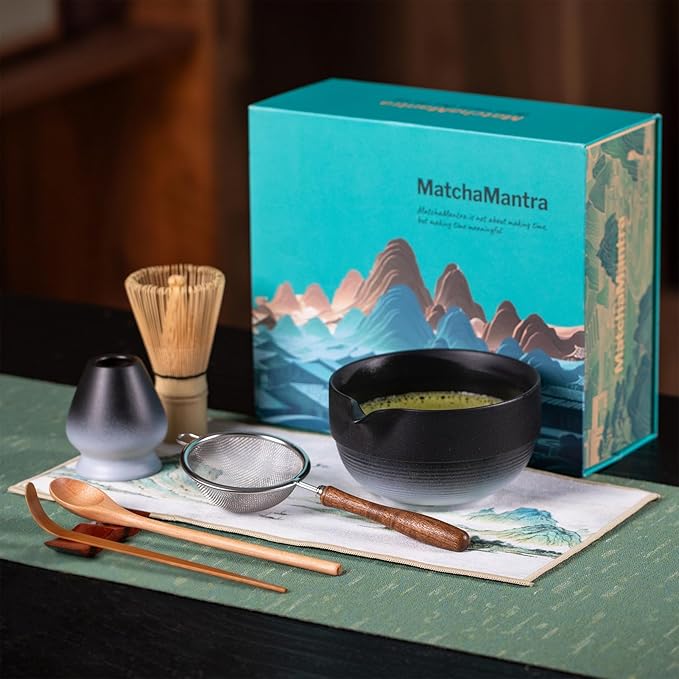Premium Matcha Ceremony Set – Complete 9-Pcs Ritual Kit – Presented in Luxury Magnetic Gift Box, Perfect for Gifting or Self-Care (Black) - Bloomnest