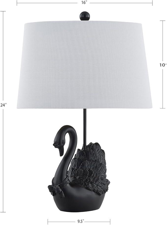 Crestview Collection Bird Table Lamp, 24" Matte Black Swan Resin Table Lamp with Linen Shade, Modern Animal Lamp for Nightstand,End Table or Entryway, Art Home Decor for Bedroom,Living Room or Hallway - Bloomnest