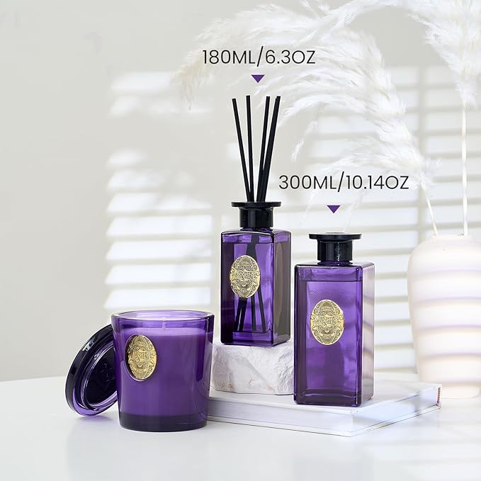 M&SENSE 6.3 oz Large Reed Diffuser Set | Lavender Glow Scent Oil Diffuser with Sticks | Hotel Collection Non-Toxic Essential Oil |for Bedroom Bathroom Living Room - Bloomnest